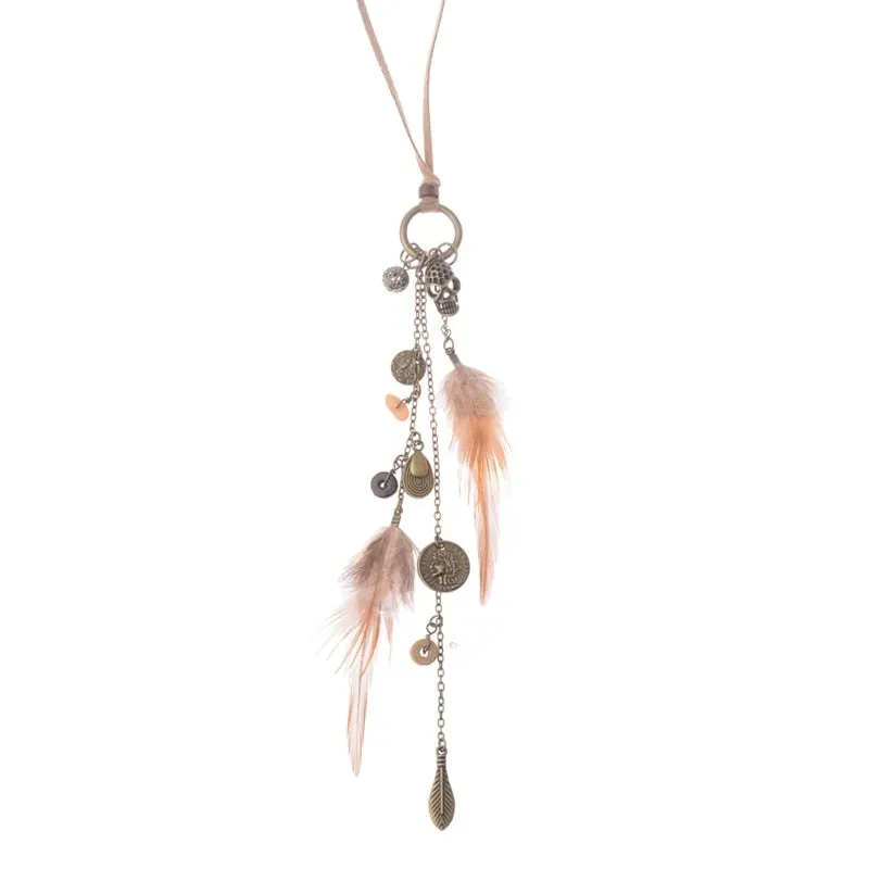 Bohemia Peacock Feather Pendant Necklaces