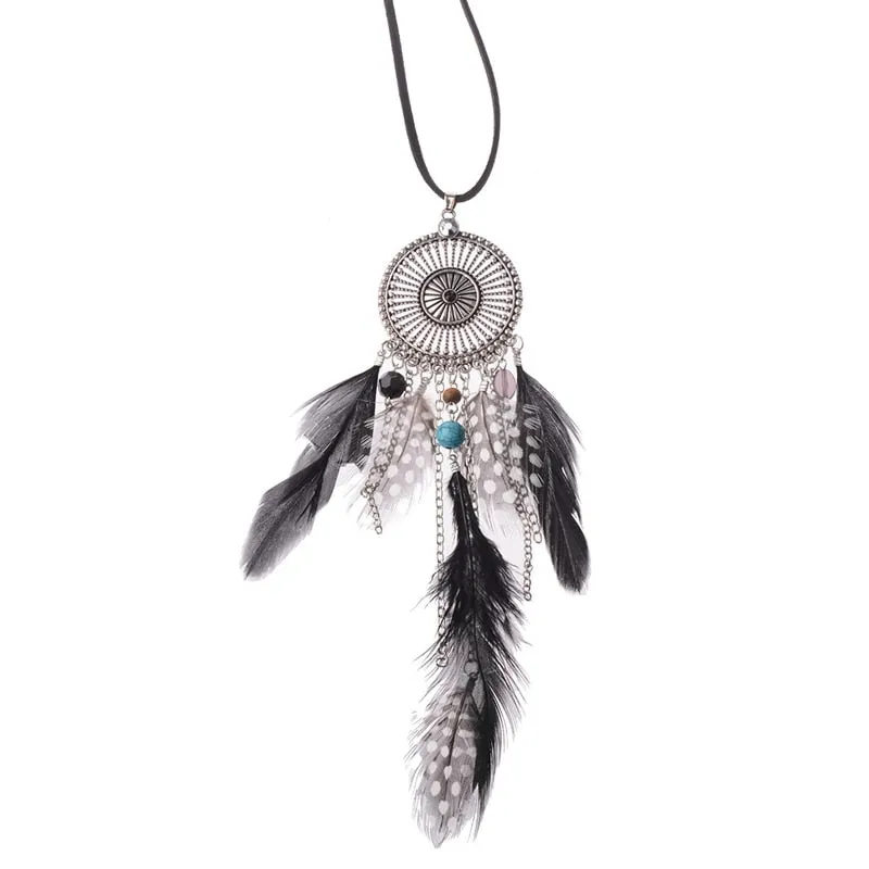 Bohemia Peacock Feather Pendant Necklaces