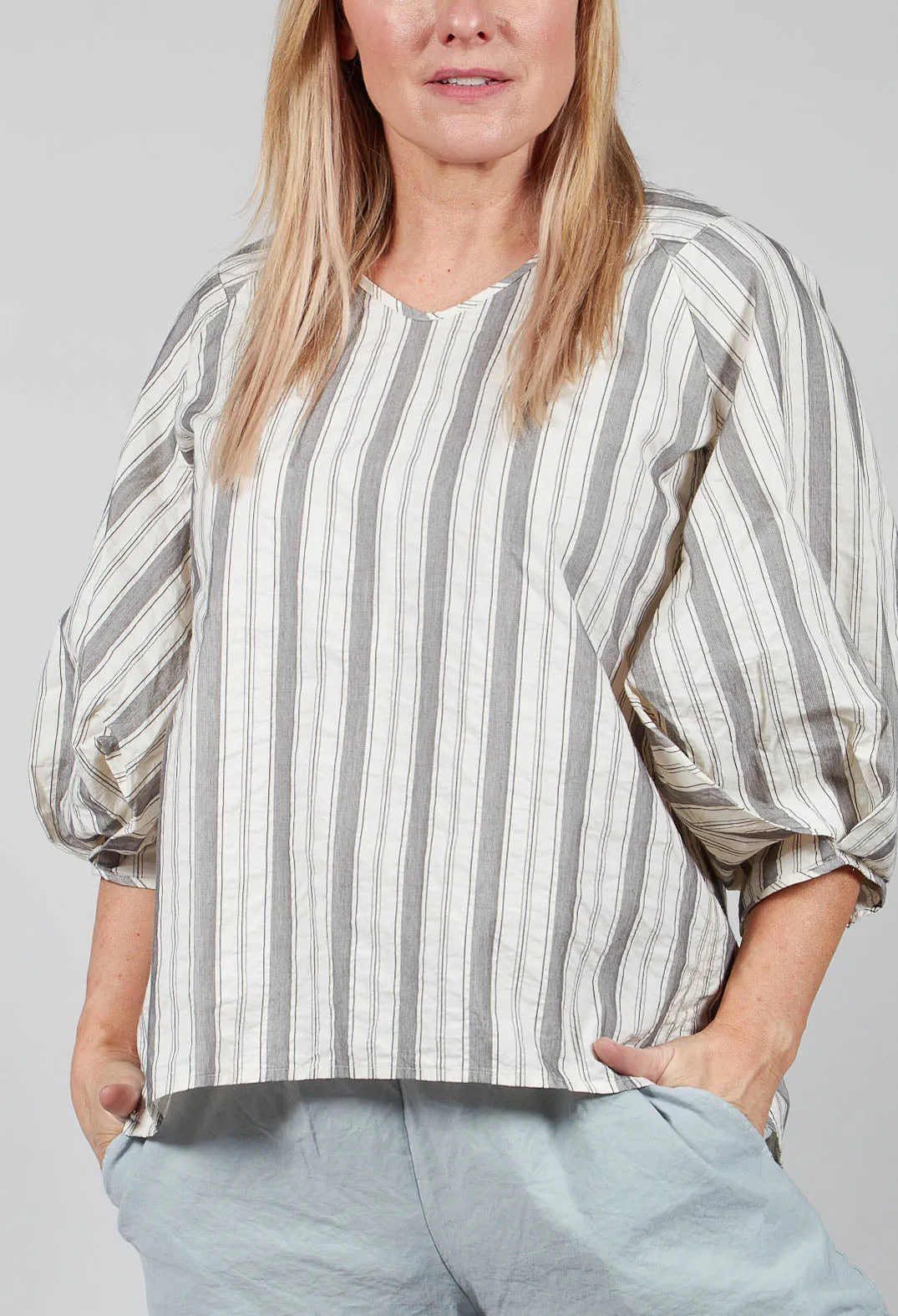 Bohemian Blouse in Black Stripe