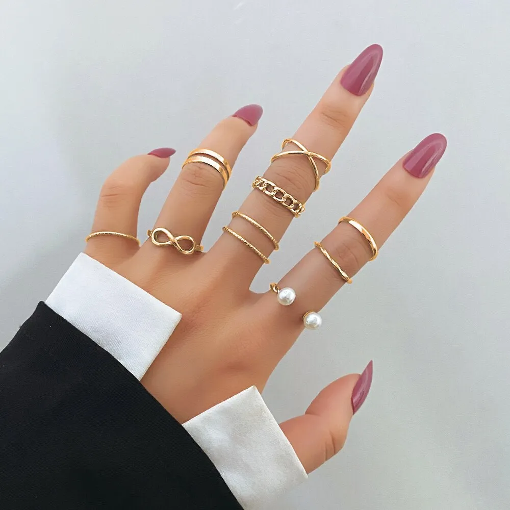 Bohemian Summer Gold Ring Set