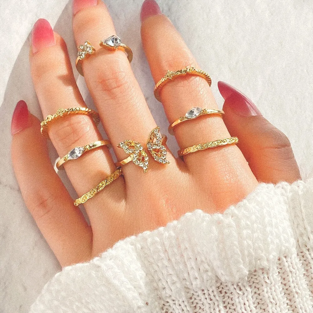 Bohemian Summer Gold Ring Set