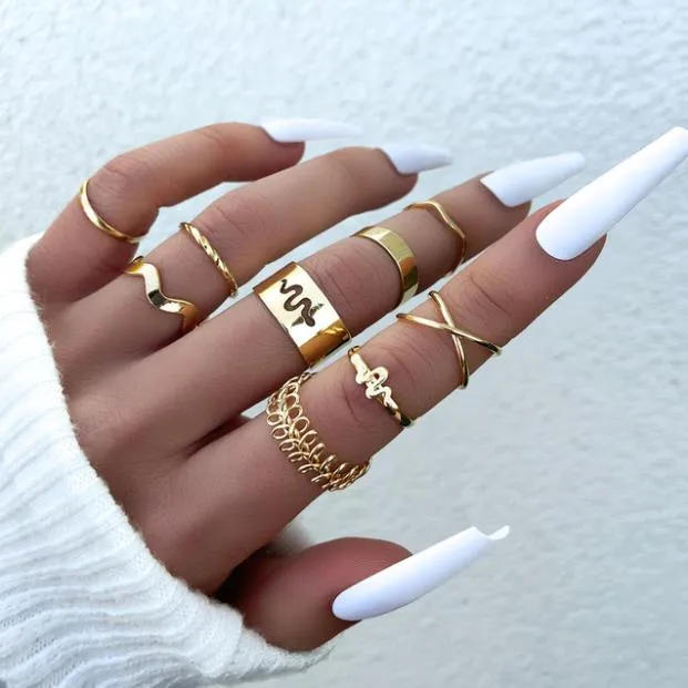 Boho Bliss Silver Gold Ring Set