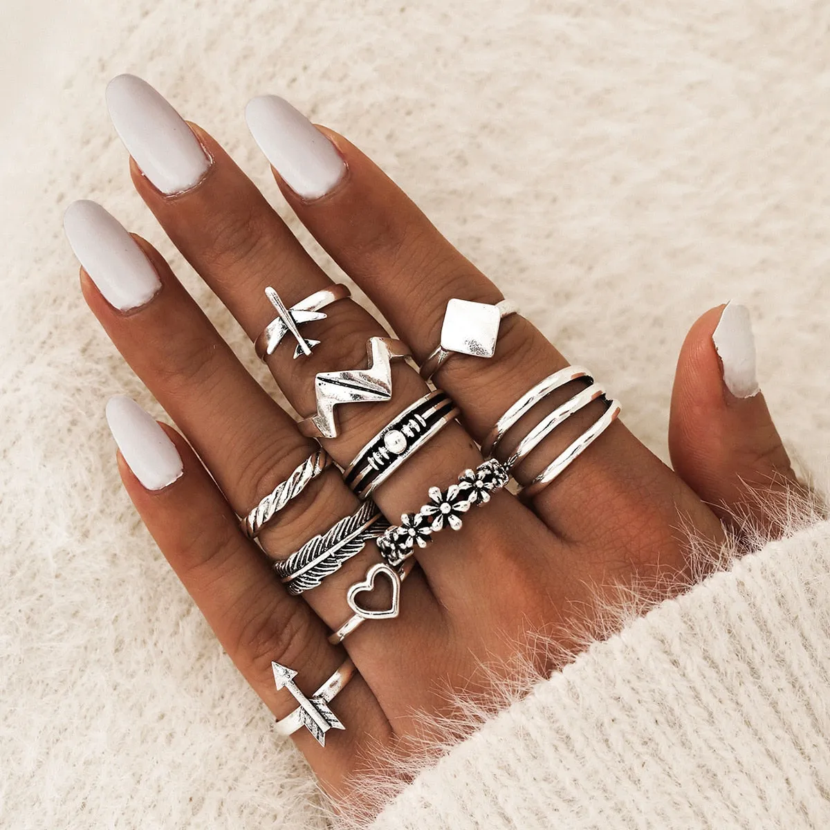 Boho Bliss Silver Gold Ring Set