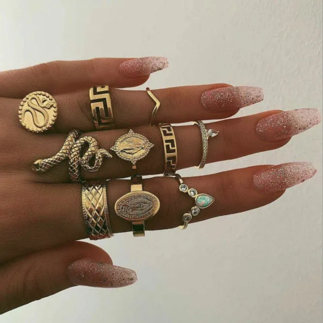 Boho Bliss Silver Gold Ring Set