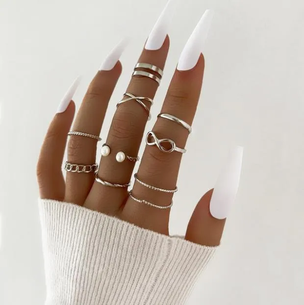 Boho Bliss Silver Gold Ring Set