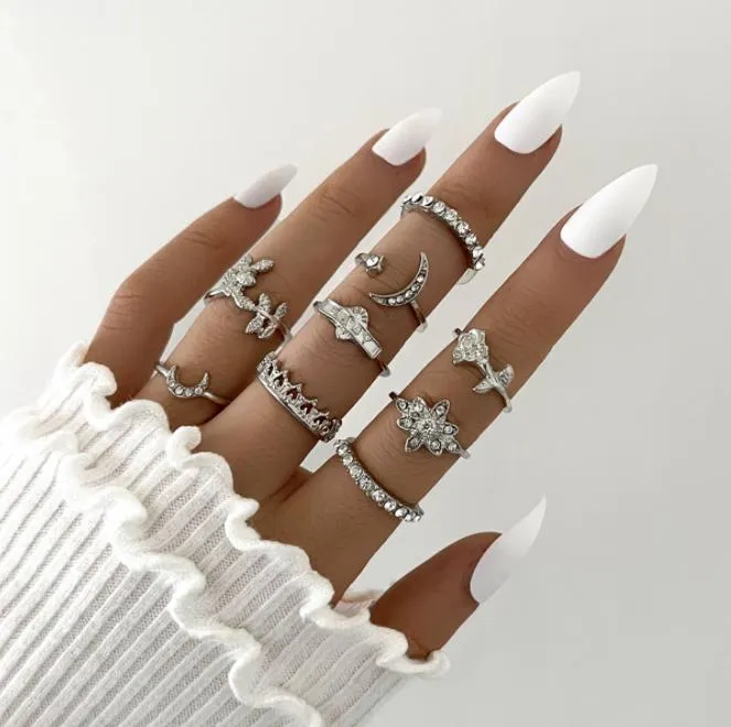 Boho Bliss Silver Gold Ring Set