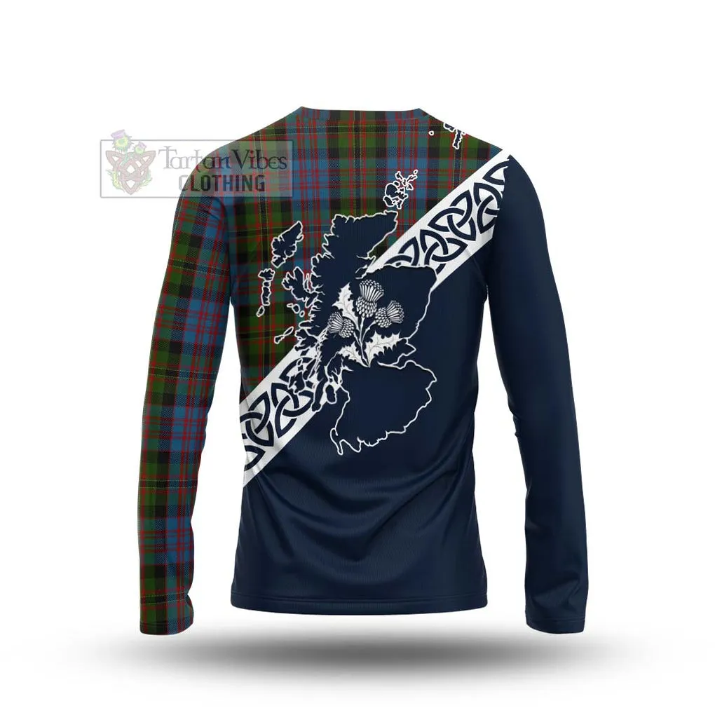 Bowie Tartan Long Sleeve T-Shirt Featuring Thistle and Scotland Map