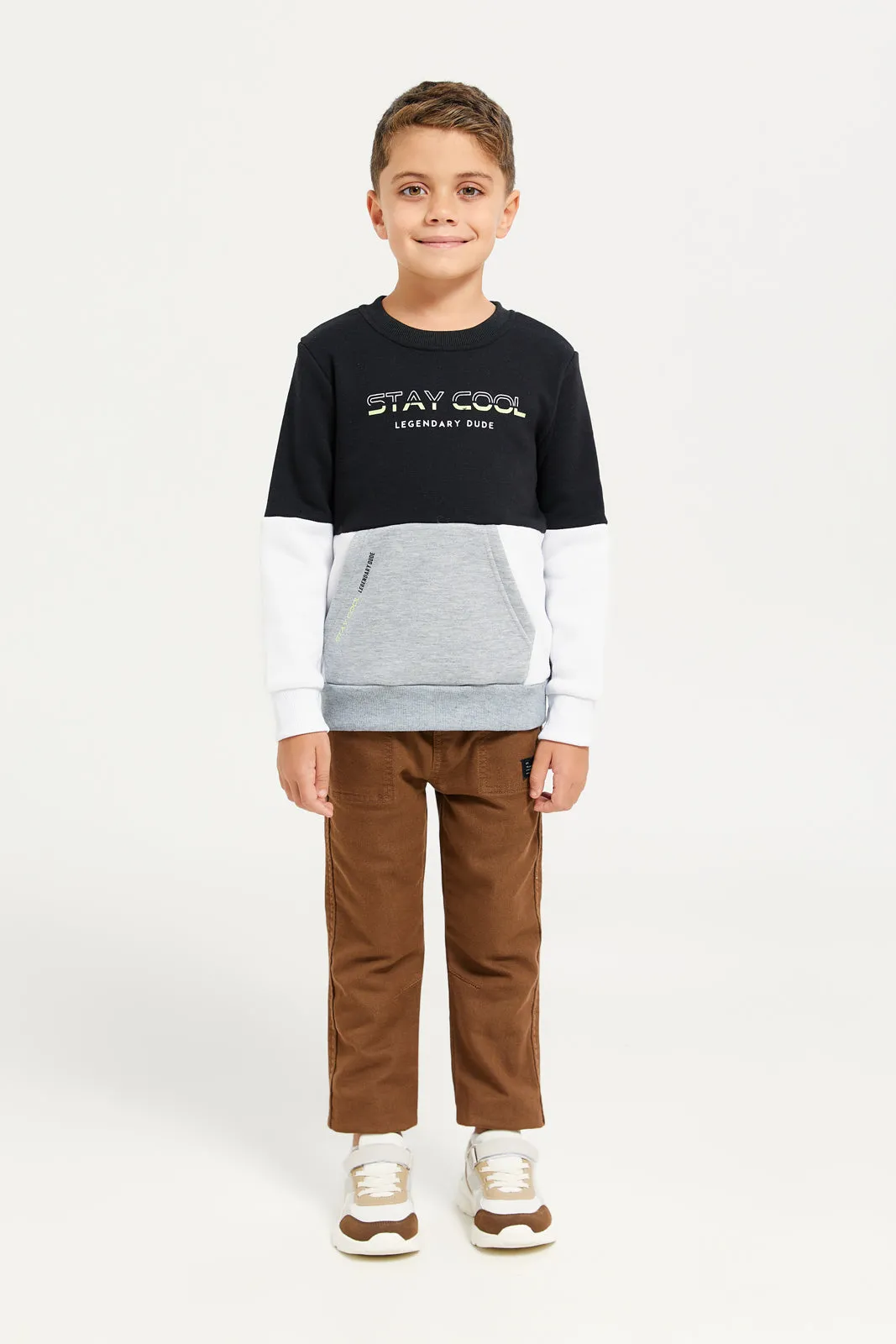 Boys Black Pockets Sweatshirt