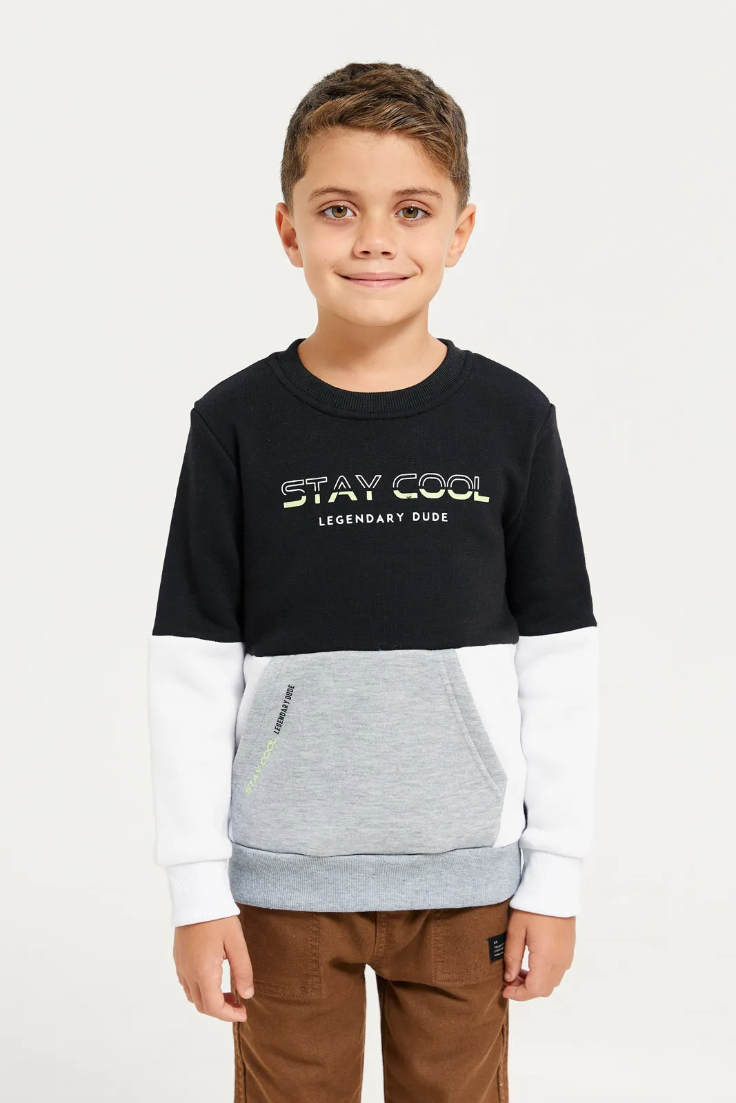 Boys Black Pockets Sweatshirt