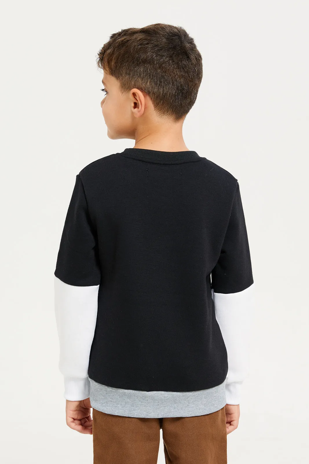 Boys Black Pockets Sweatshirt