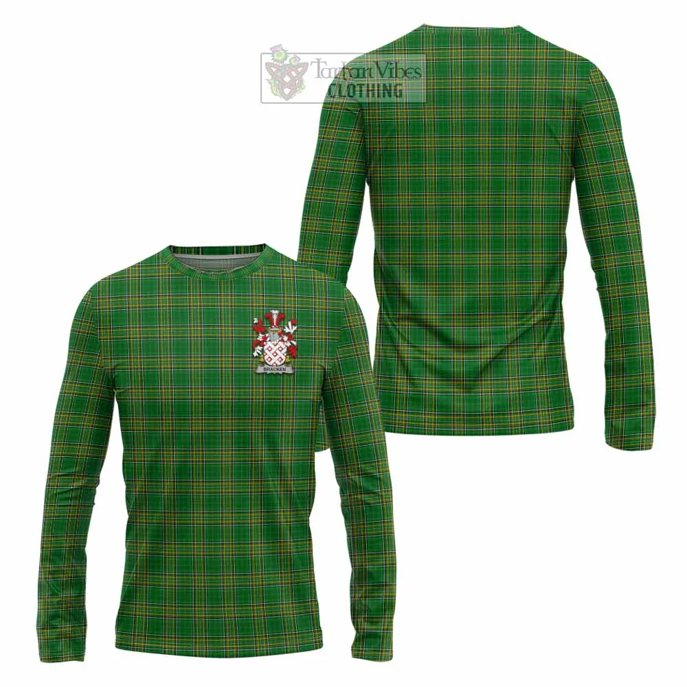 Bracken Irish Clan Tartan Long Sleeve T-Shirt with Coat of Arms