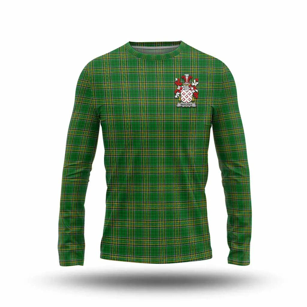 Bracken Irish Clan Tartan Long Sleeve T-Shirt with Coat of Arms