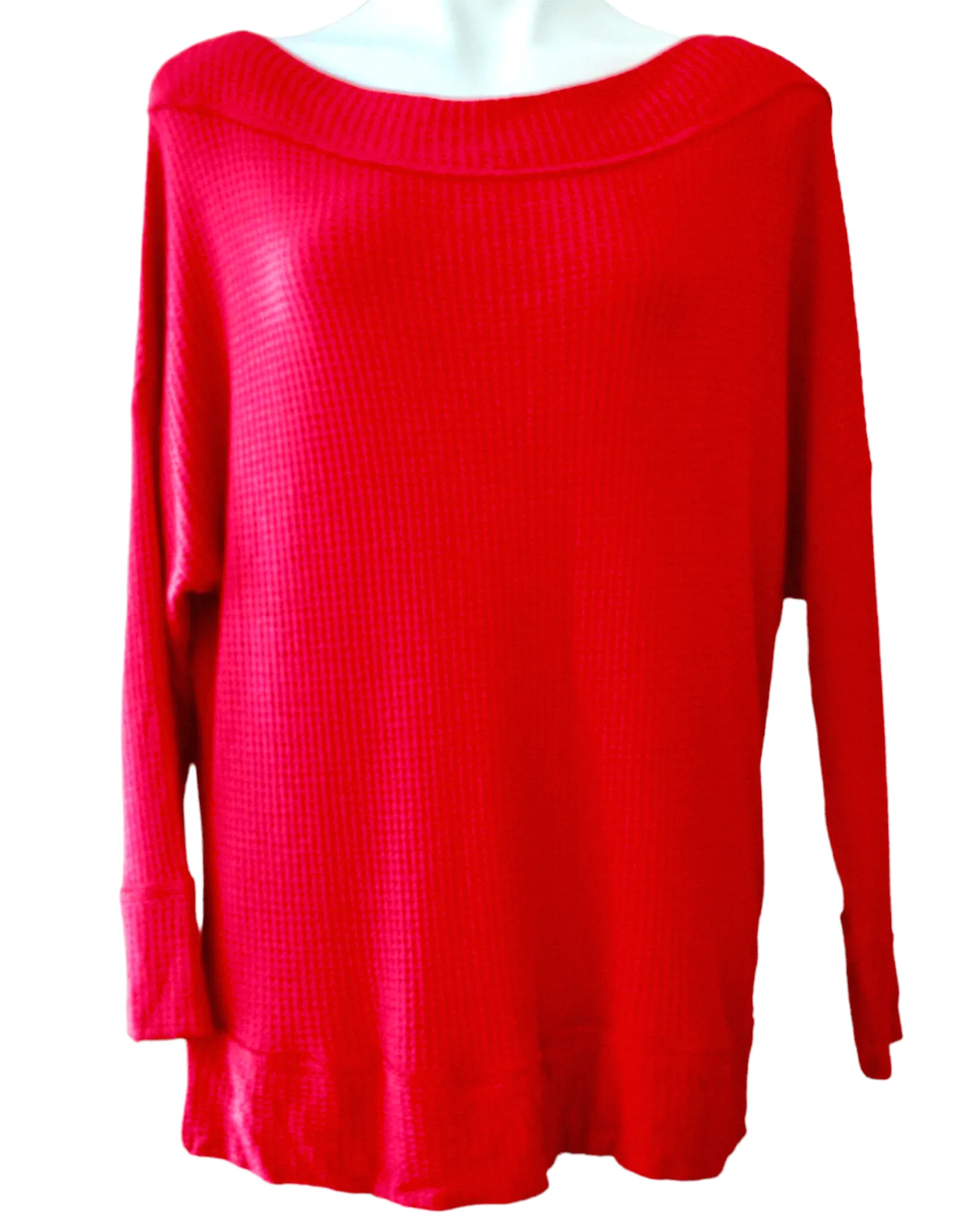 Bright Winter Red Waffle Knit Top