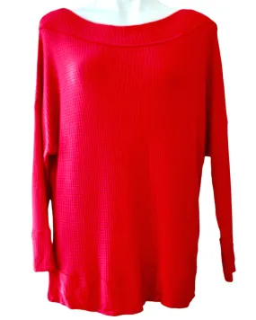 Bright Winter Red Waffle Knit Top