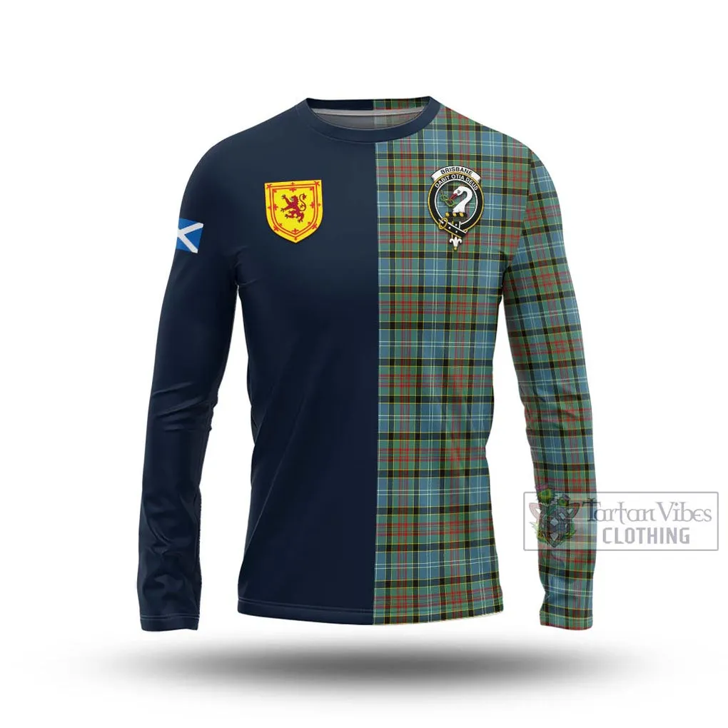 Brisbane Tartan Long Sleeve T-Shirt Alba with Scottish Lion Royal Arm Half Style