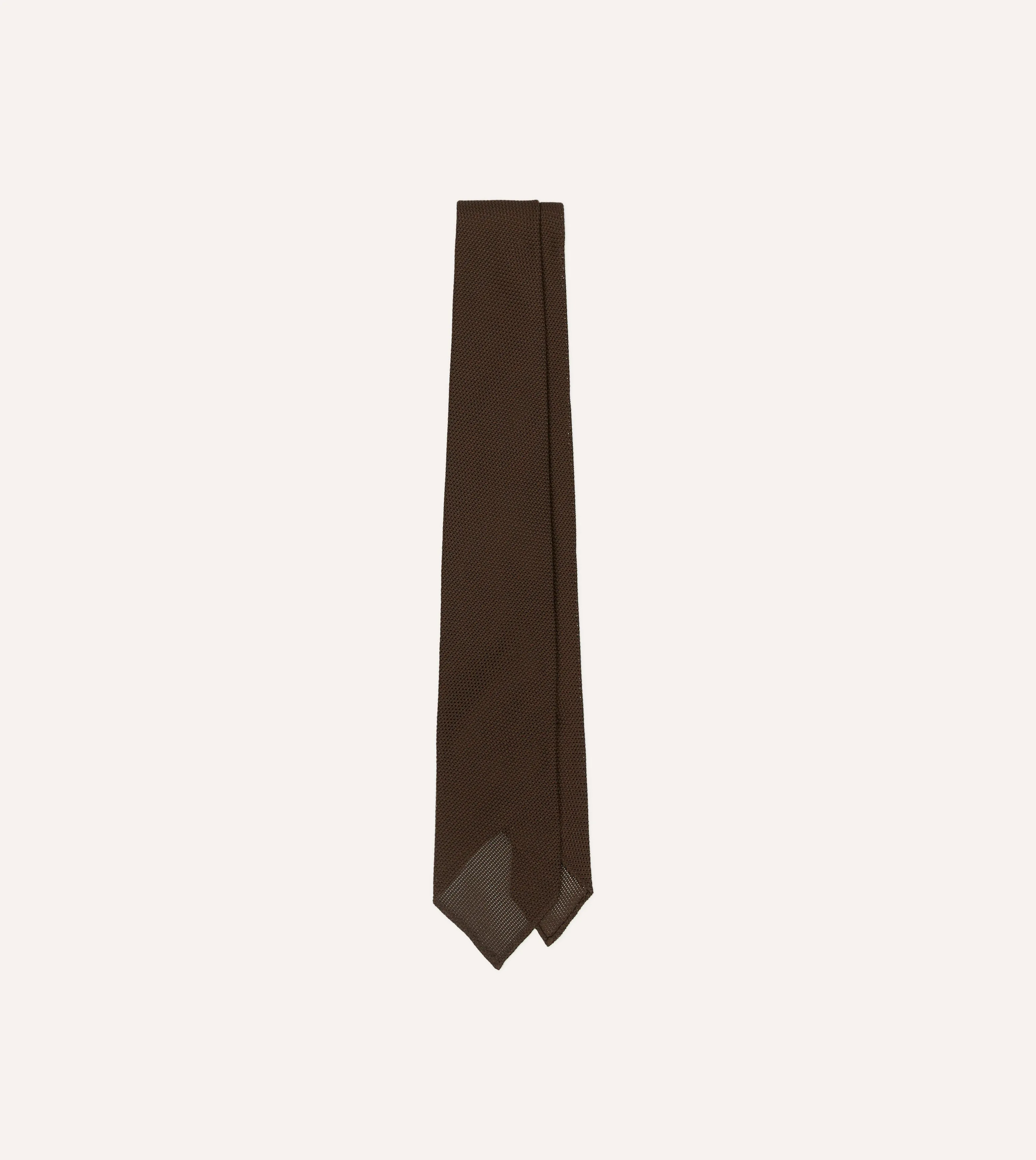 Brown Fine Woven Grenadine Silk Hand Rolled Tie