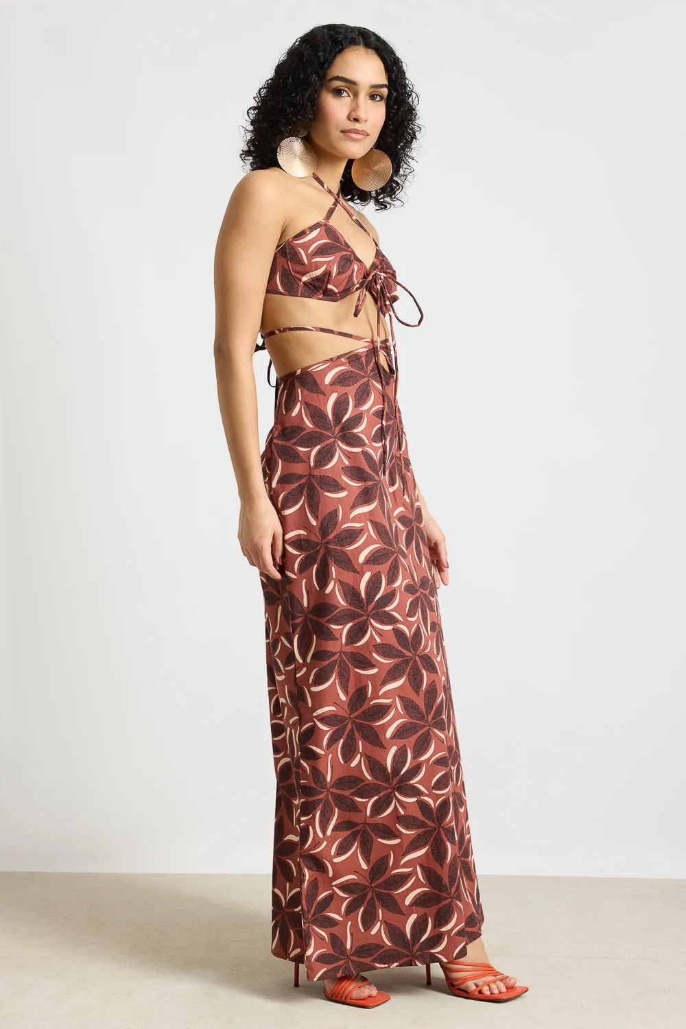 Brown Printed Poplin Coord Set