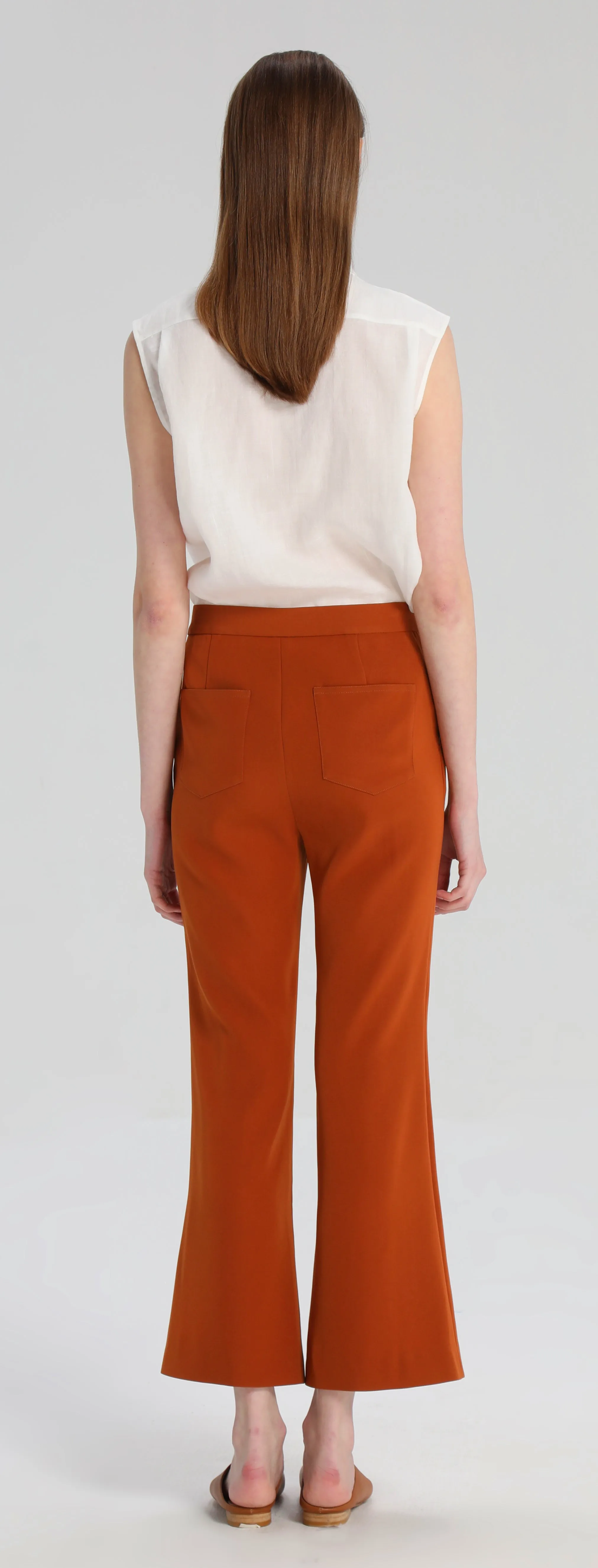 Burnt Orange Cropped Flared Pants