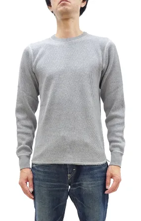 Buzz Rickson Waffle-Knit Thermal T-Shirt Men's Casual Long Sleeve Plain Crew Neck Waffle Tee BR63755 113 Heather Grey