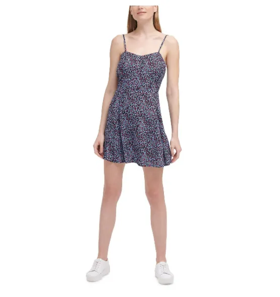 CALVIN KLEIN JEANS Women's Mini Summer Dress in Navy and Red