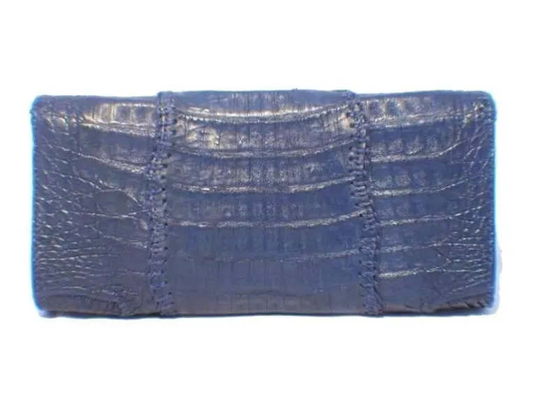 Carlos Falchi Blue Crocodile Patchwork Clutch