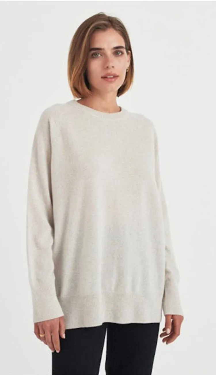 Cashmere Boyfriend Sweatshirt - Parchment Heather