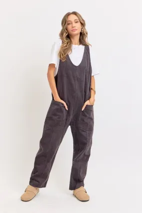 Charcoal Corduroy Overall Jumpsuit