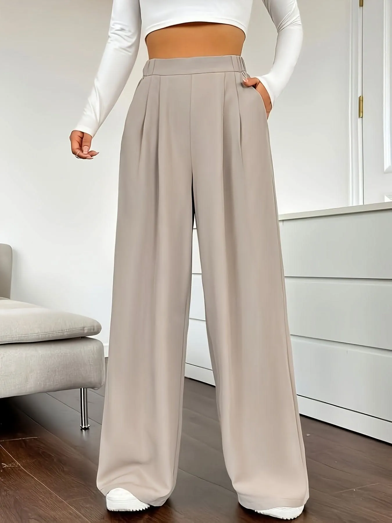 Chic High Waist Wide Leg Pants  SpringSummer Essential