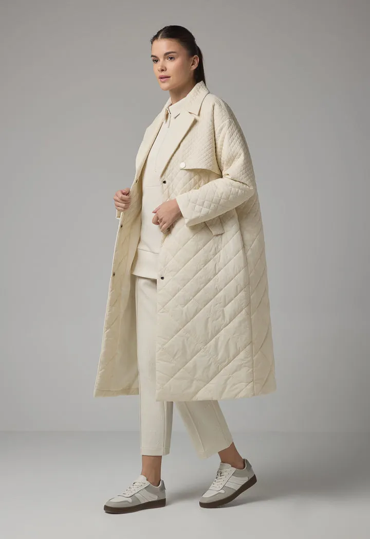 Choice Quilted Midi Winter Coat Sand