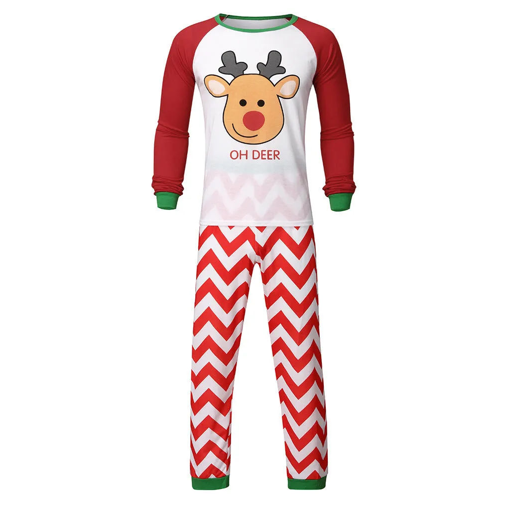 Christmas Pajamas Matching Family Pyjamas Autumn and Winter Homewear Wave Parent-Child Suit  Elk Parent-Child Pajamas