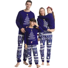 Christmas Pajamas Matching Family Pyjamas  Suit Long Pajamas  Tree Polar Bear Snowflake Print Parent-Child Homewear Suit