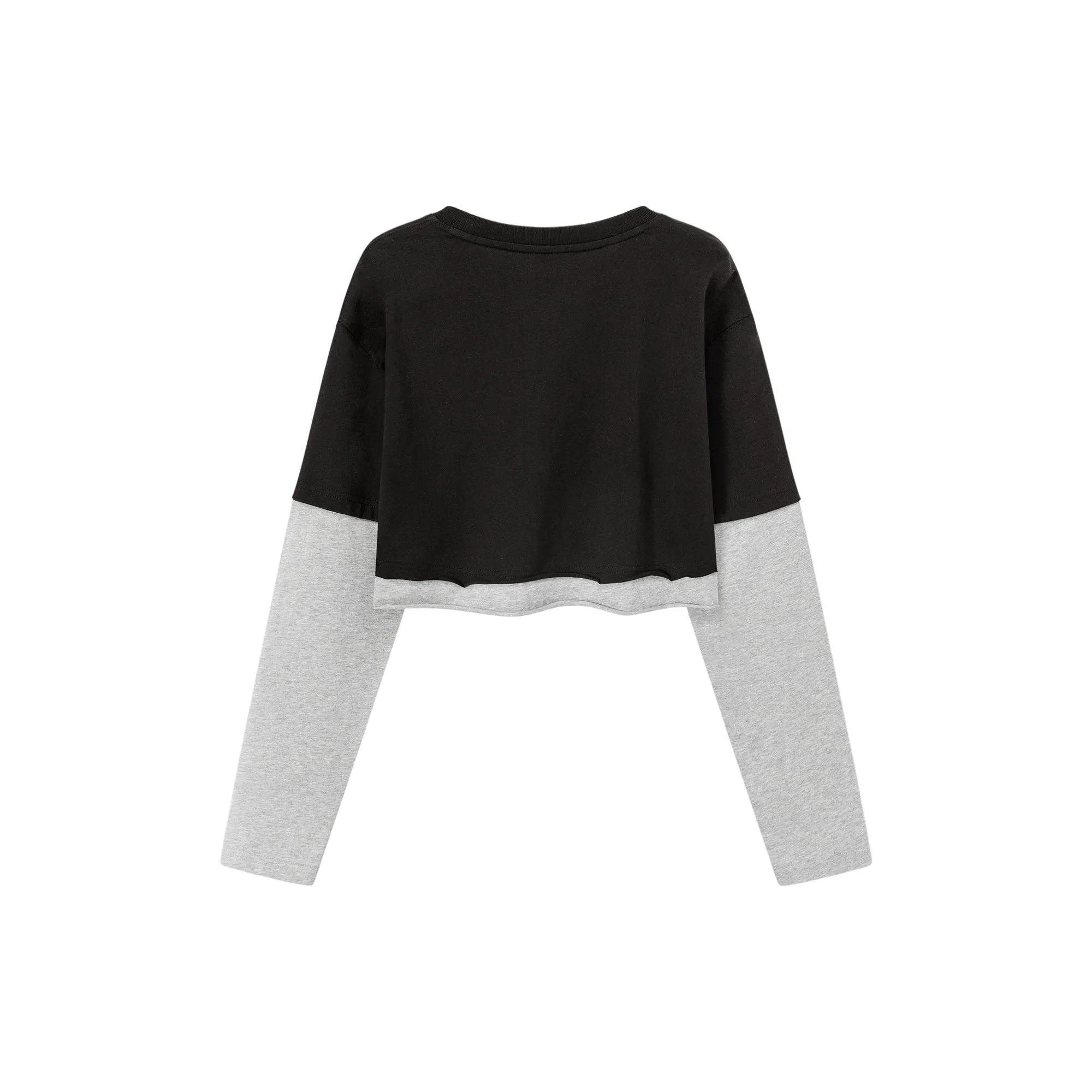 Color Matching Cropped Logo Long-Sleeve T-Shirt