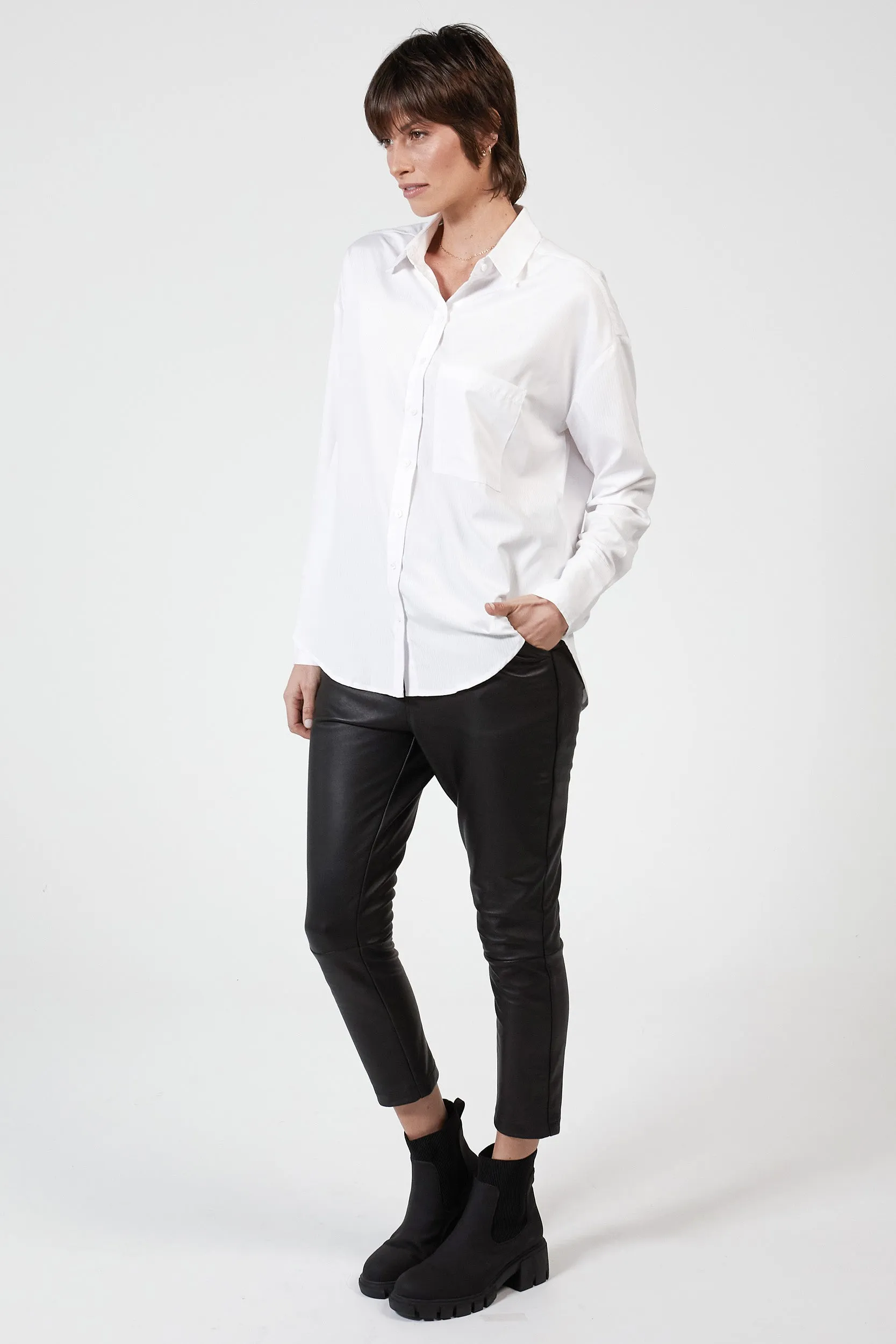 COLTON BOYFRIEND SHIRT - WHITE STRIPE