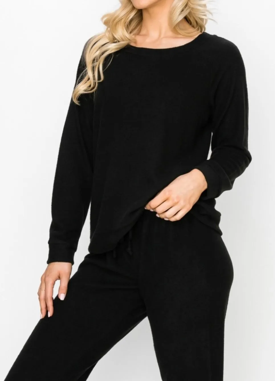 Comfy top with dolman sleeves top In our  charcoal stars print cozy brushed Jersey