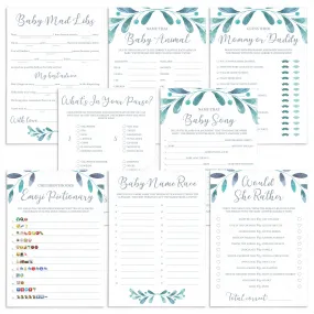 Complete Baby Shower Games Pack Winter Themed Printables