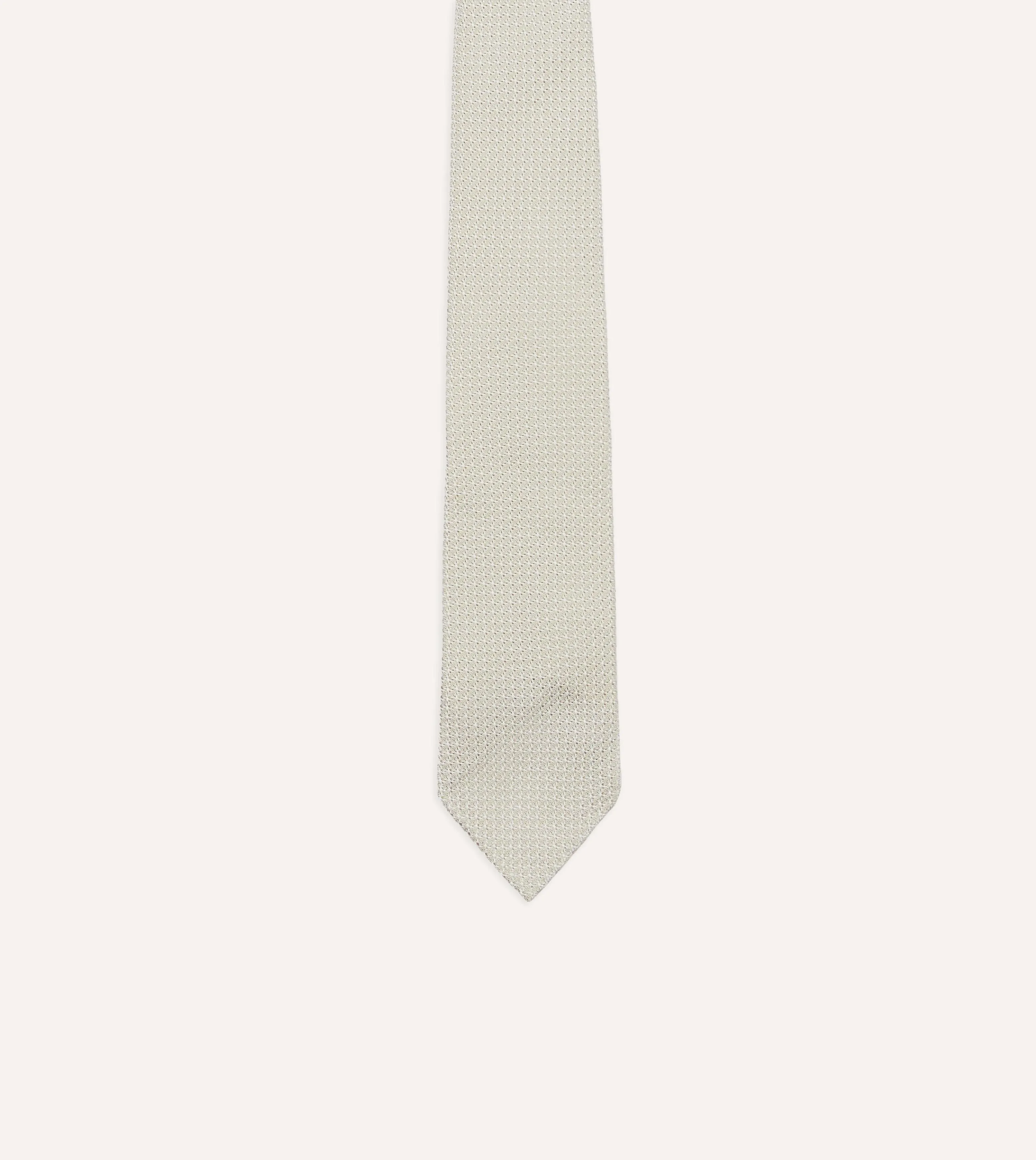 Cream Hand Rolled Large Knot Grenadine Tie