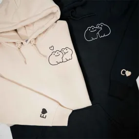 Custom Embroidered Matching Hoodies for Couples | Kissing Frog Design