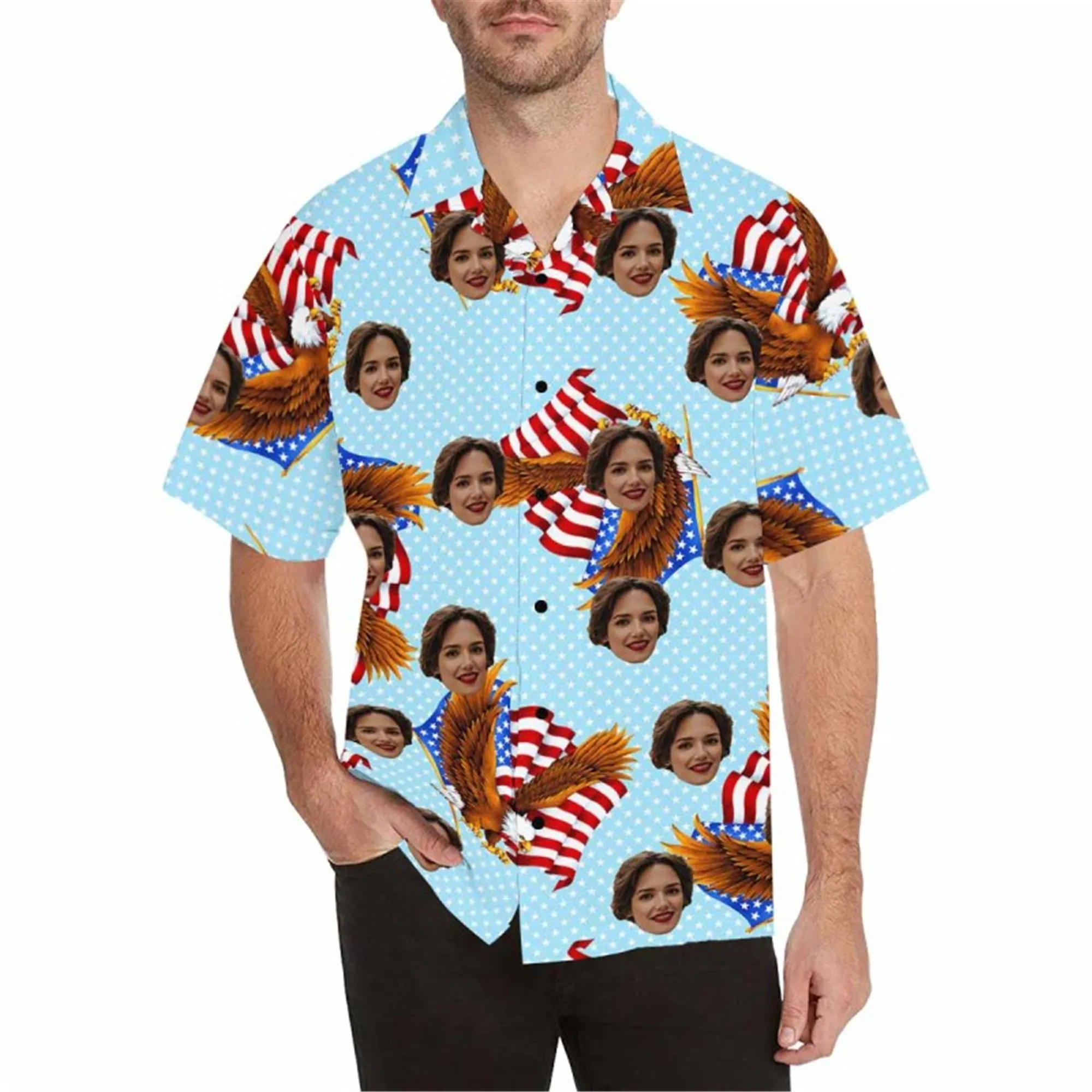 Custom Face Fabric Hawaii Button up Shirt with Magical Seascape for Men Honolulu Beach Vintage Shirt