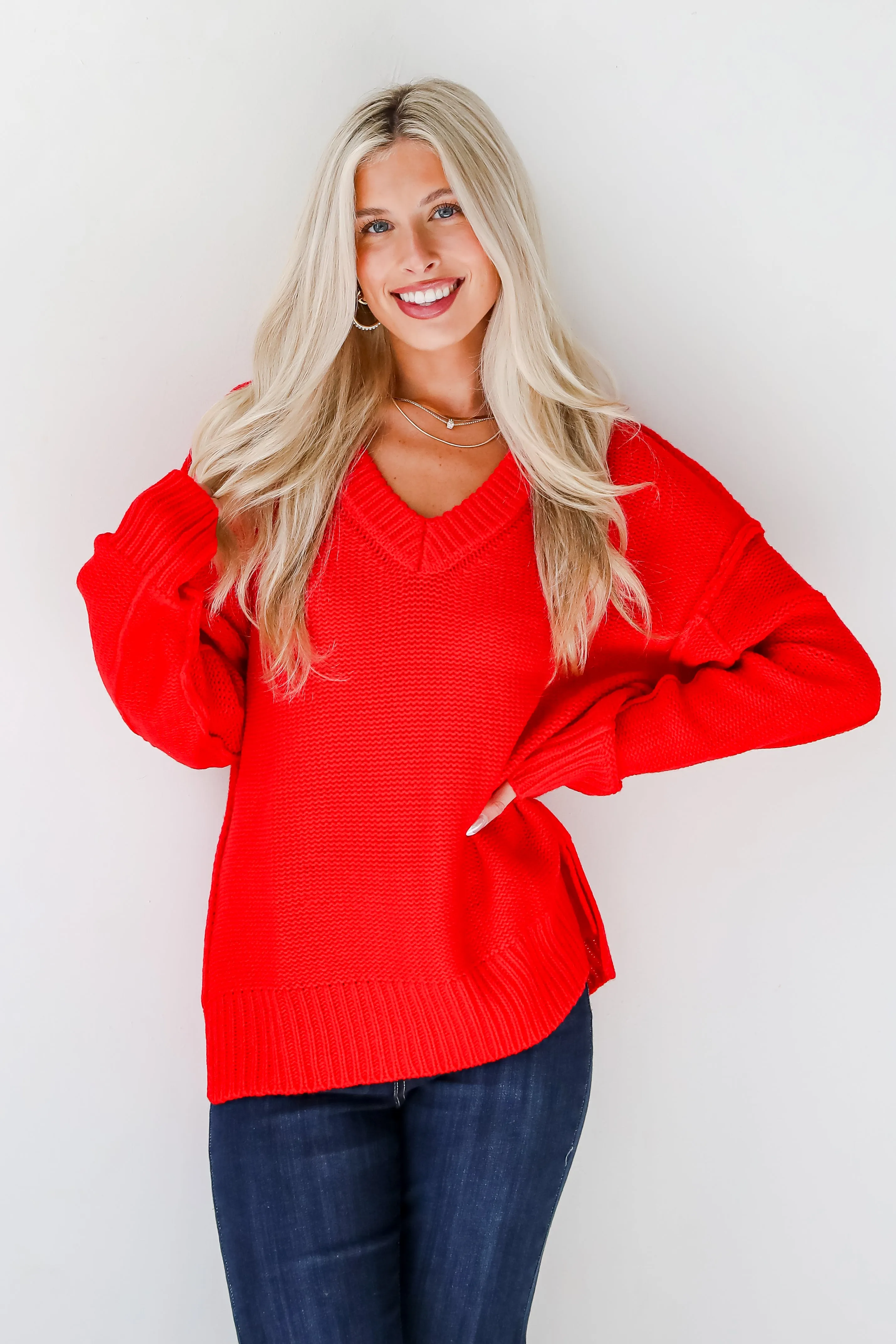 Divine Dream Red Oversized Sweater