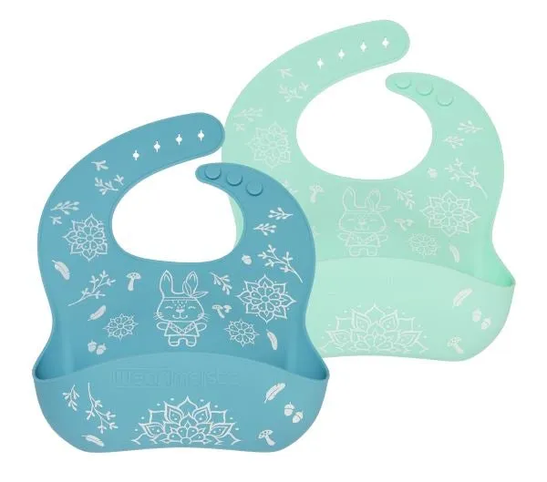 Easy Rinse Bibs - Bohemian Bunny - Mint & Teal Blue