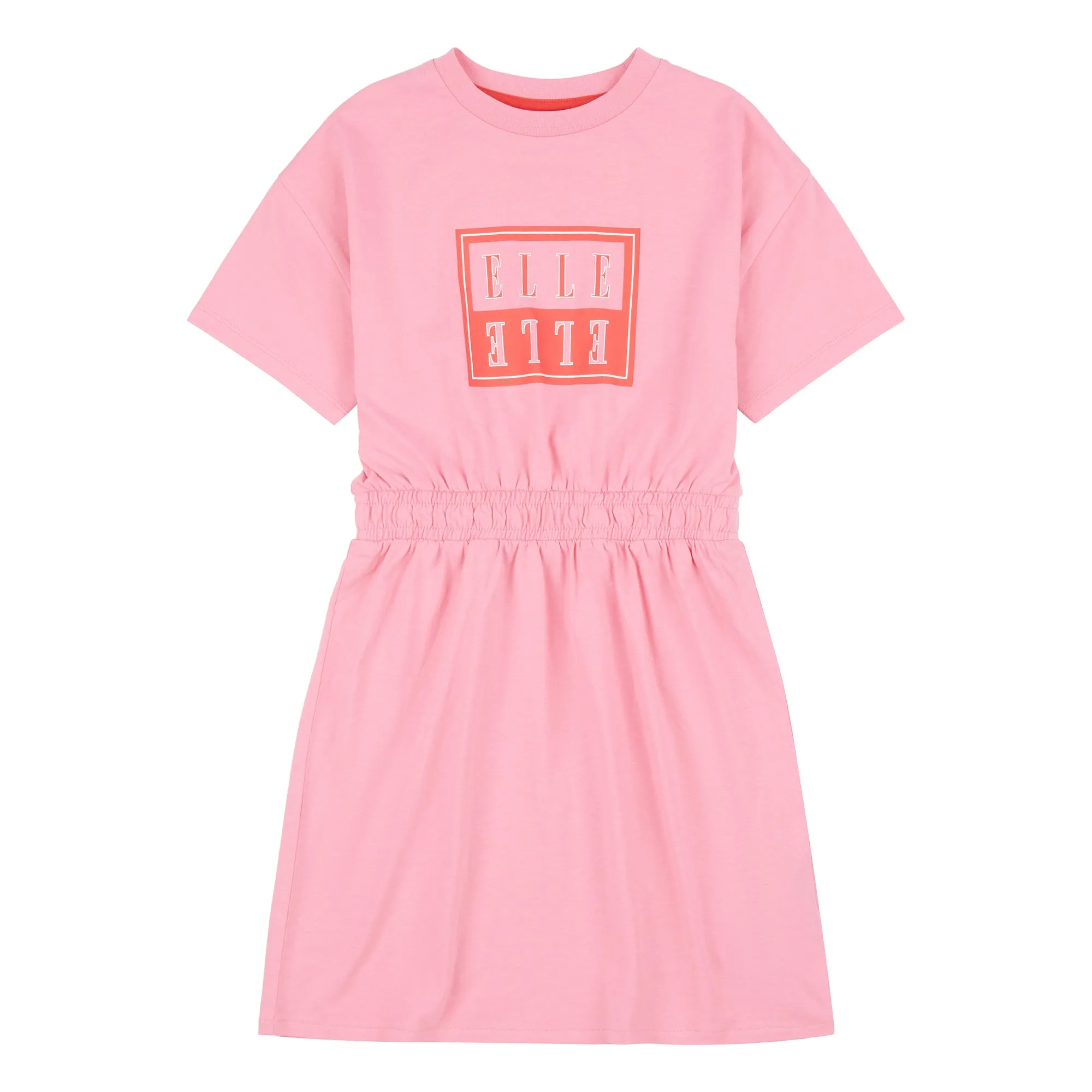 ELLE Girls Plumeria Pink Block Logo Dress