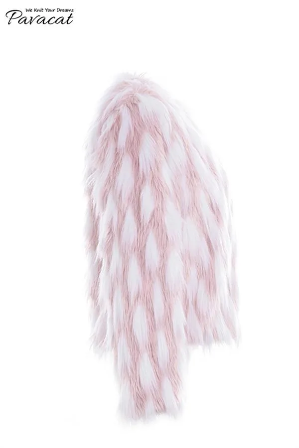 elveswallet Chic Pink Party Fluffy Faux Fur Coat