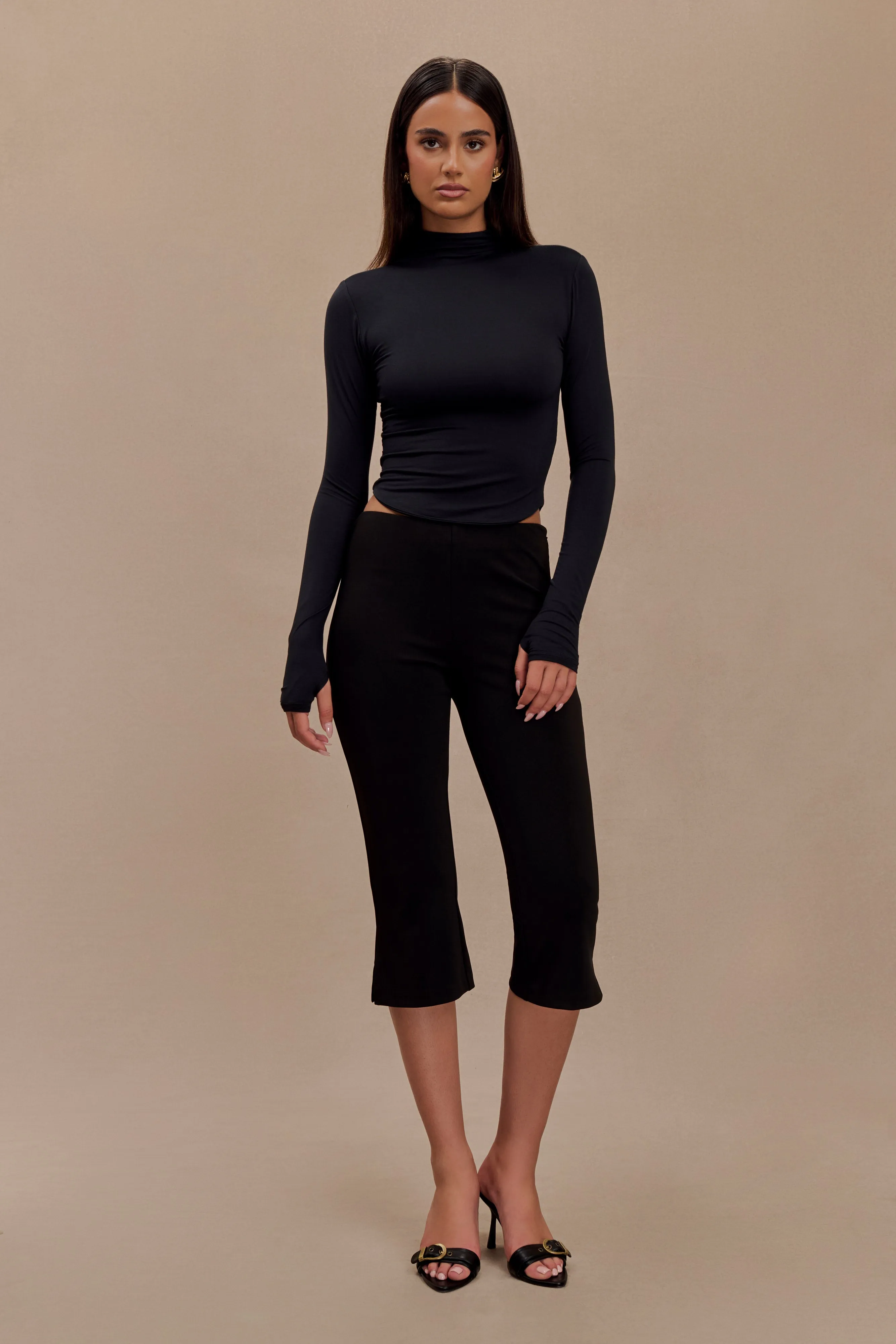 Ember Modal Long Sleeve High Neck Top - Black