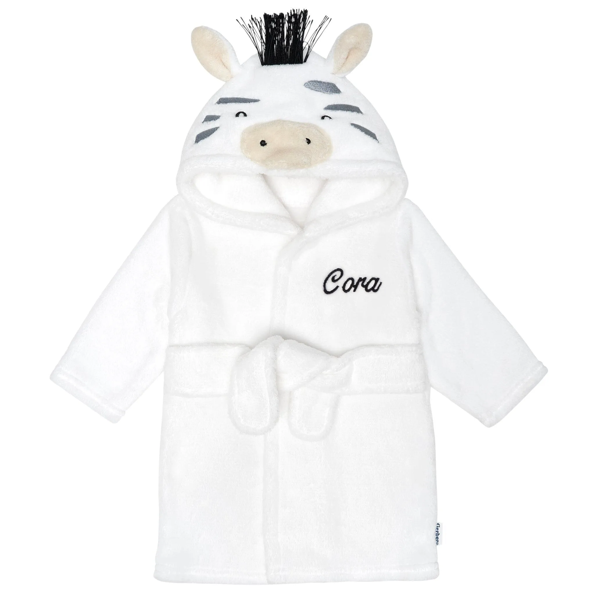 Embroidered Baby Neutral Zebra Robe