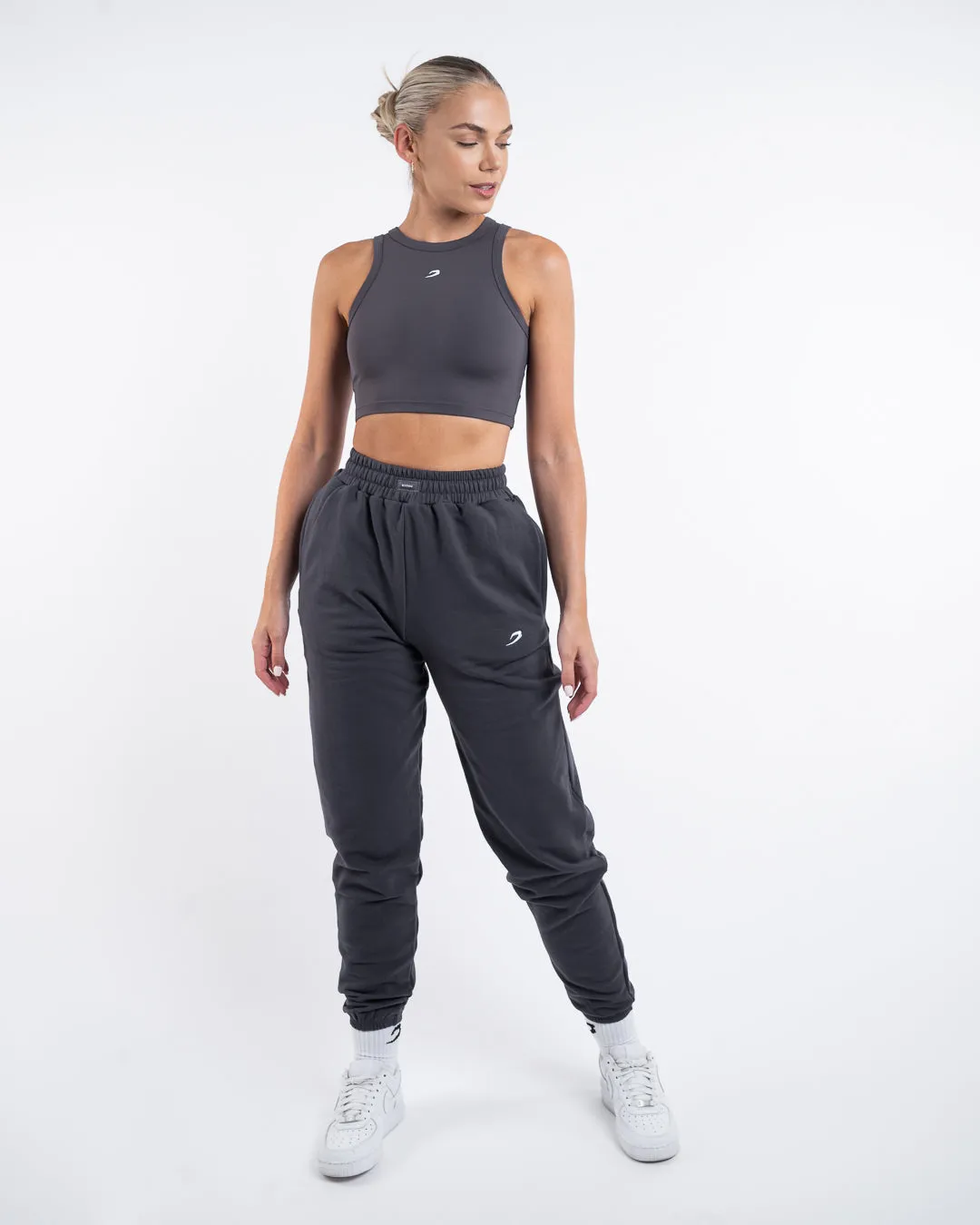 Essentials Racer Crop Top - Charcoal