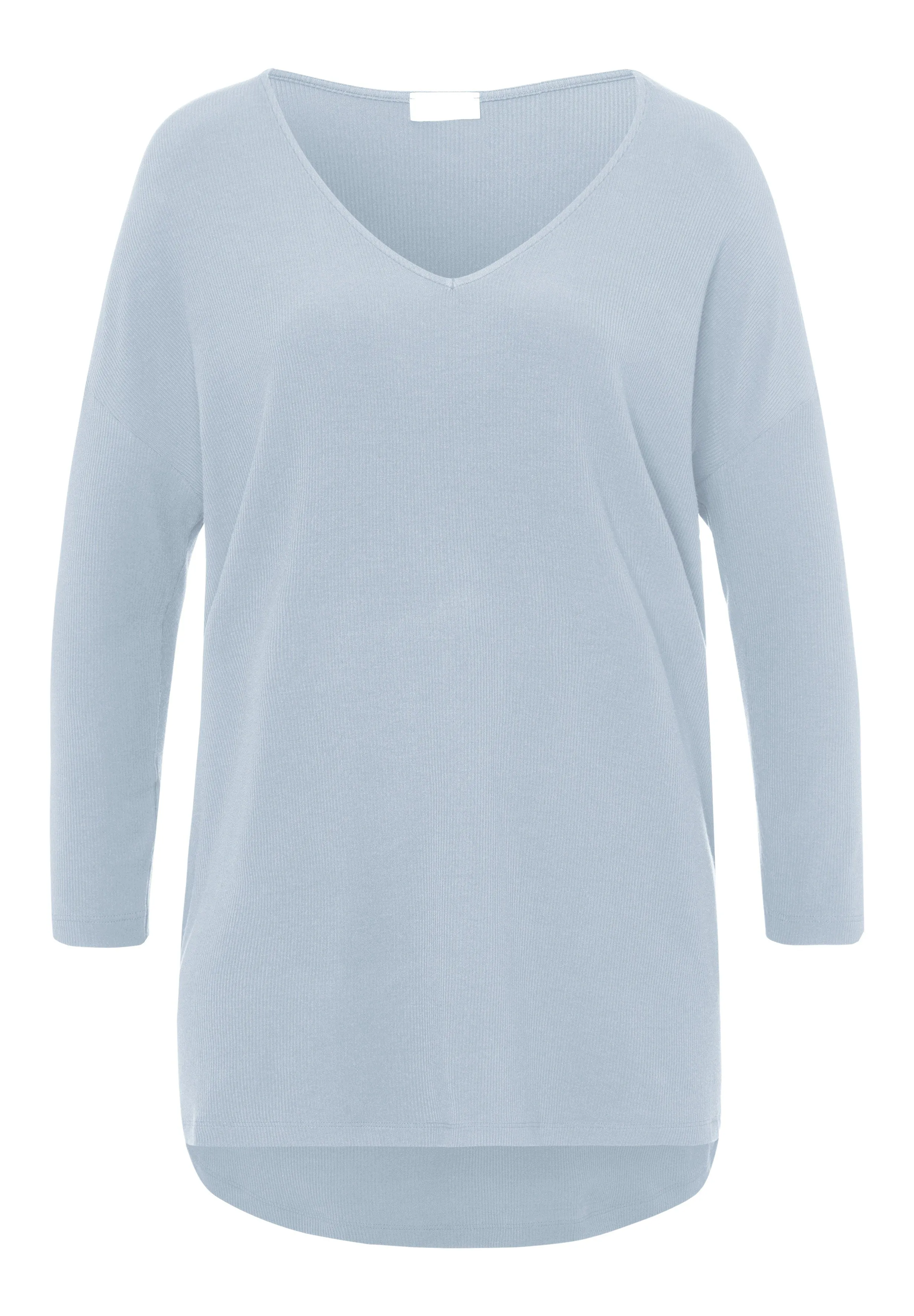 Essentials Relaxed Ribbed V-Neck Top | Aquamarine 78512-1563