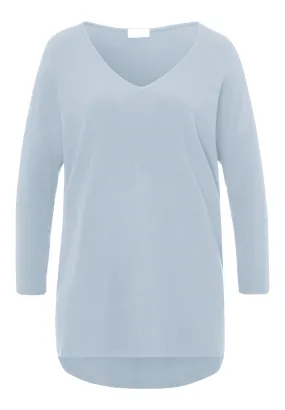 Essentials Relaxed Ribbed V-Neck Top | Aquamarine 78512-1563