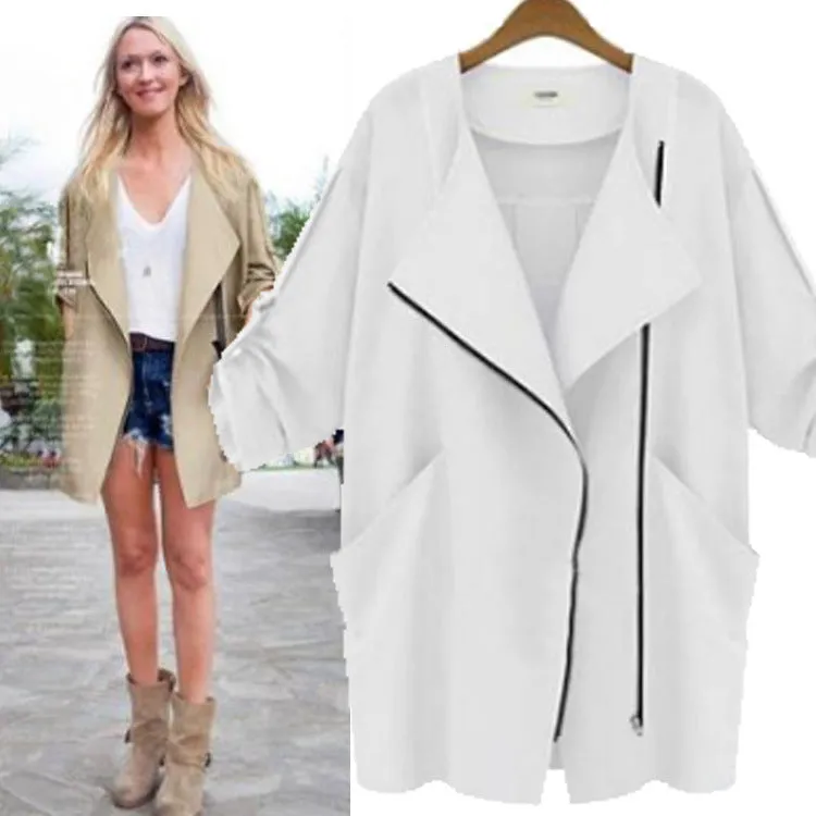 Fashion long 2/3 sleeve trench coat