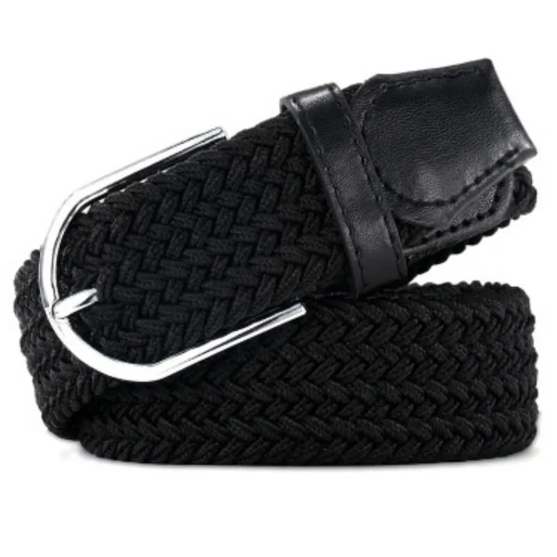 Fashion Tide Brand Women Casual Stretch Braided Belt Men Elastic Belt Simple Practical Canvas Belt