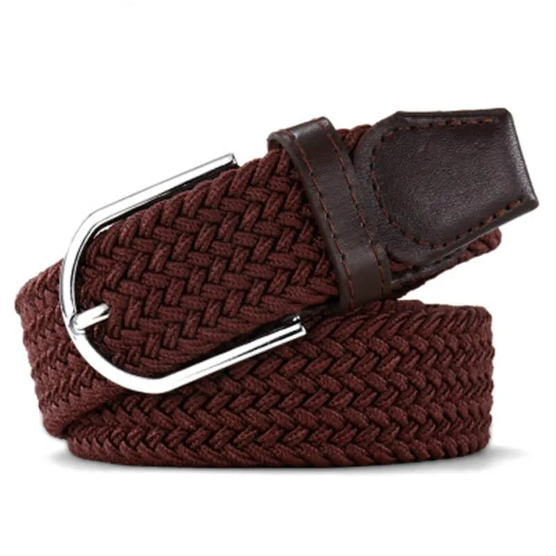 Fashion Tide Brand Women Casual Stretch Braided Belt Men Elastic Belt Simple Practical Canvas Belt